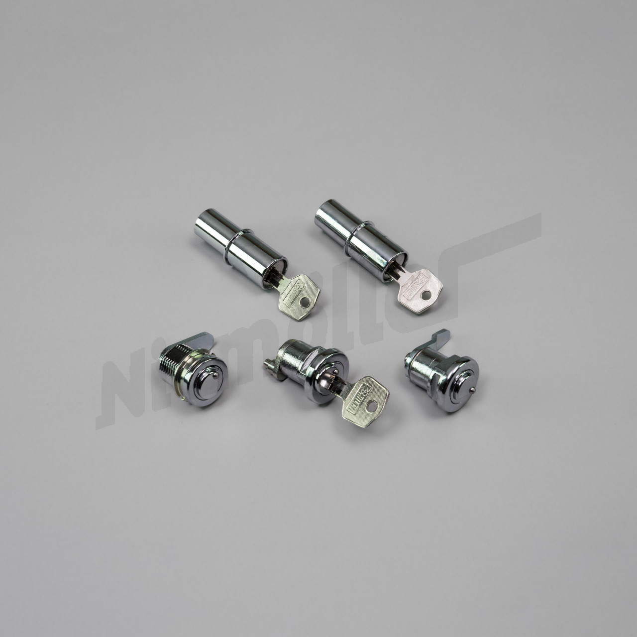 C 72 062h - Kilitleme silindiri seti anahtarlı benzer W 128/ 180 late (2x kollu ayaksız kapı silindiri/ 1x krom kapaklı bagaj kapağı kilidi/ 1x krom kapaklı yakıt doldurma kapağı kilidi/ 1x krom kapaklı torpido gözü kilidi) 90 derece kilitleme
