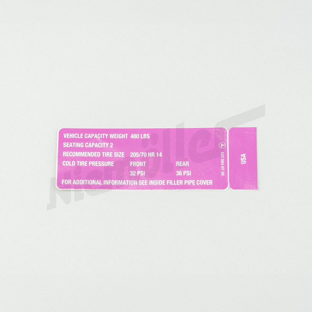 F 58 018 - Schild (Reifendruck-Vorschift)