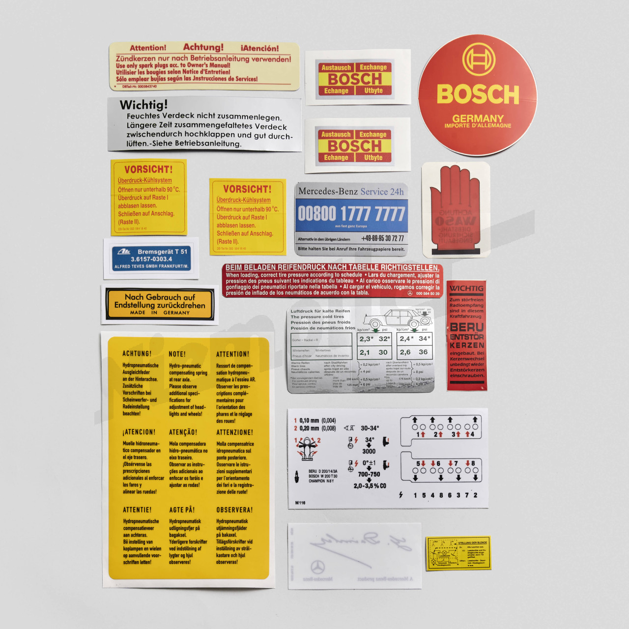 D 58 000e - Zestaw naklejek W111 250 / 280Cabrio + W111 280SE 3,5l Cabrio