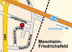 Anfahrtsskizze zur Firma Niemöller in Mannheim