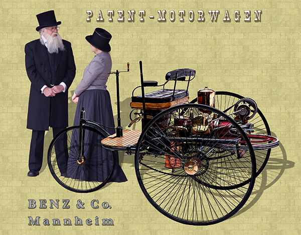 Carl Benz - Auto a motore brevettata con Bertha Benz