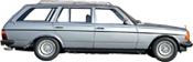 A Mercedes Kombi W123 in silver.